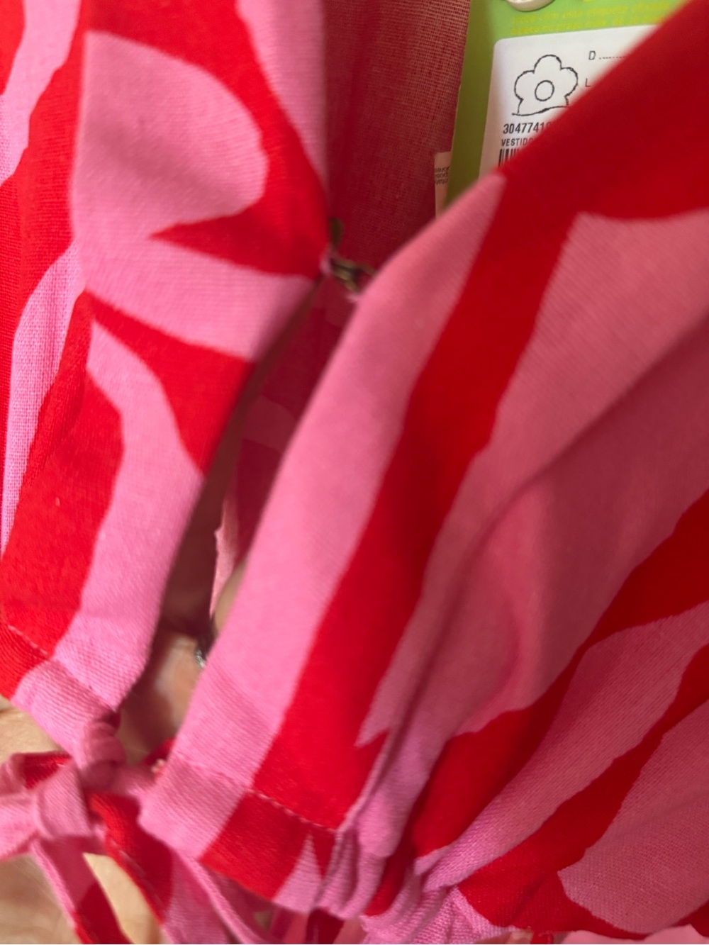 Farm rio sz m Red & Pink Tie-Front Maxi Dress waist cut - Picture 6 of 8